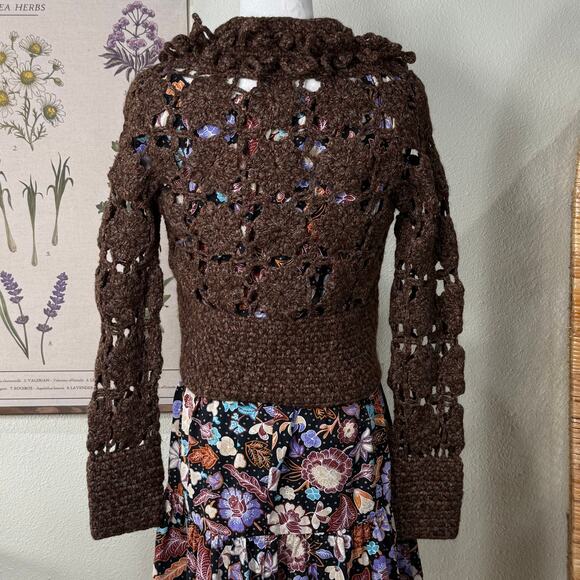 Moth Open Knit Cardigan Sweater Whimsy Twee Fairy Grunge Whimsigoth Forest S - Picture 3 of 6